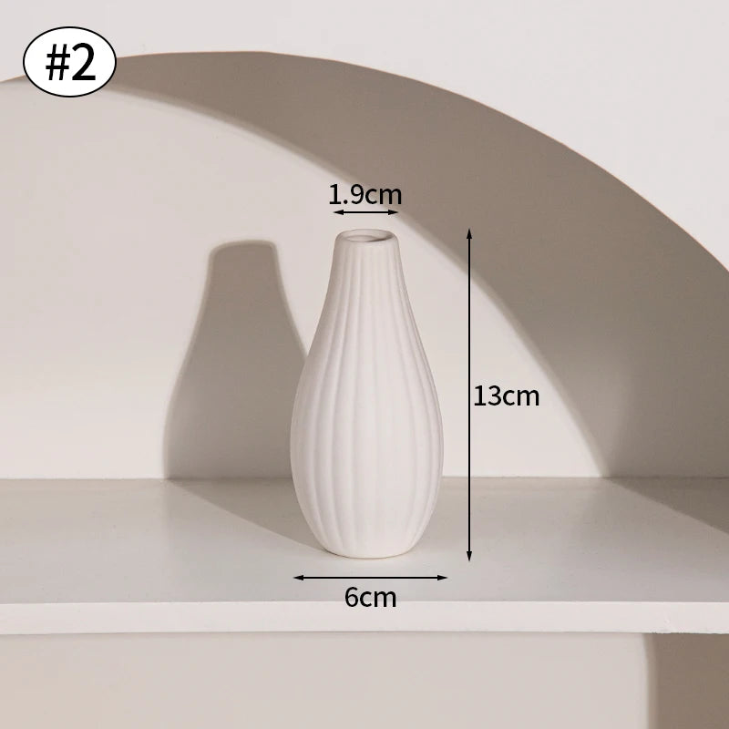 White Nordic Ceramic Flower Vase