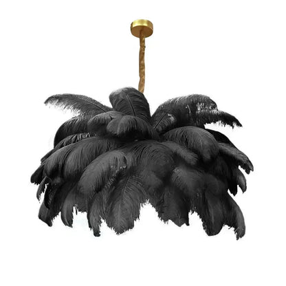 Minimalist feather ring chandelier at 31.5 in across for a bedroom