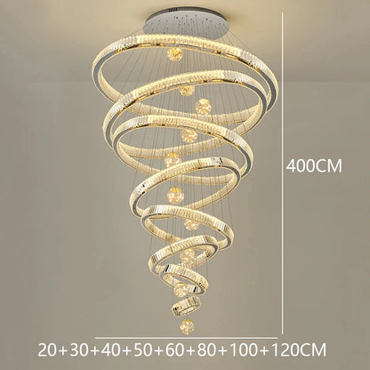 Gilded crystal ring chandelier with a knob switch and remote control