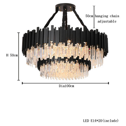 Crystal chandelier at 21.7 in diameter in a polished black finish