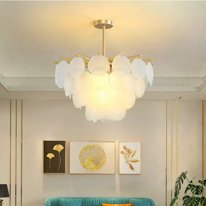 Translucent glass sphere chandelier at 23.6 in across, downward light