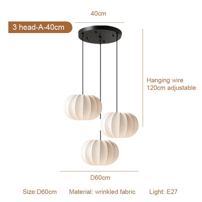 Pleated cloth chandelier lighting a 10 to 15 square metre area