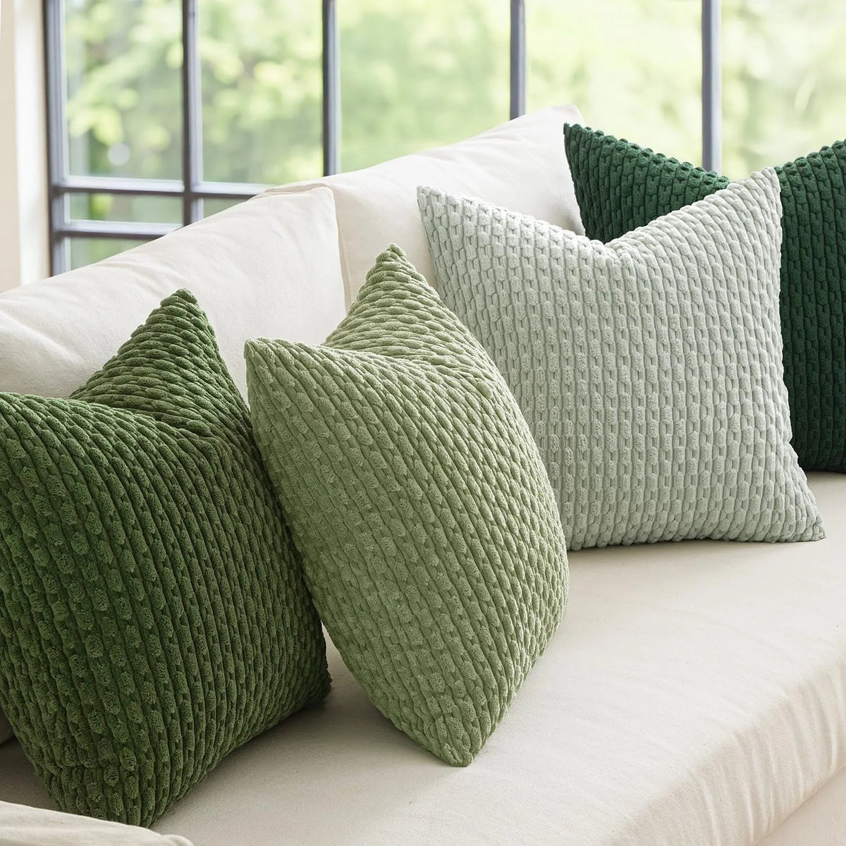 Boho Patchwork Corduroy Pillow Cover — styling detail