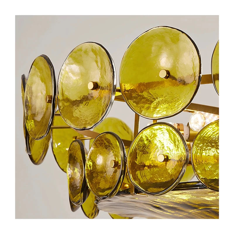 Retro glass chandelier shades offered in white, green and orange glass