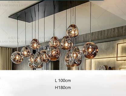App and remote controlled glass chandelier with dimmable LED light