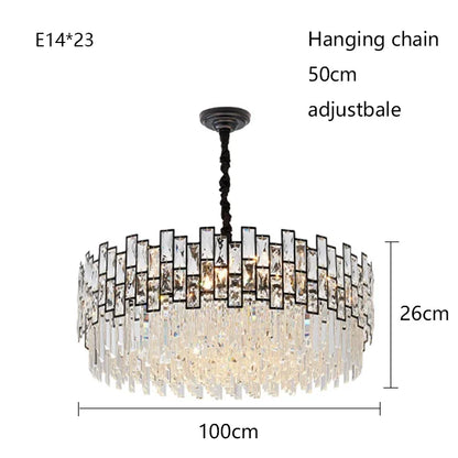 Chain pendant oval crystal chandelier with a close ceiling fit