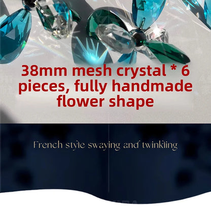 Long golden crystal chandelier, 47.2 inches, with included GU10 LED bulbs