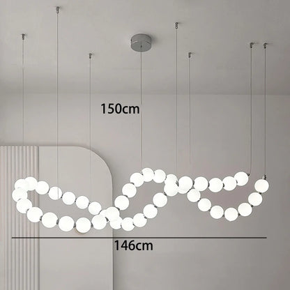 Silver strip chandelier at 39.4 in length on an adjustable cord