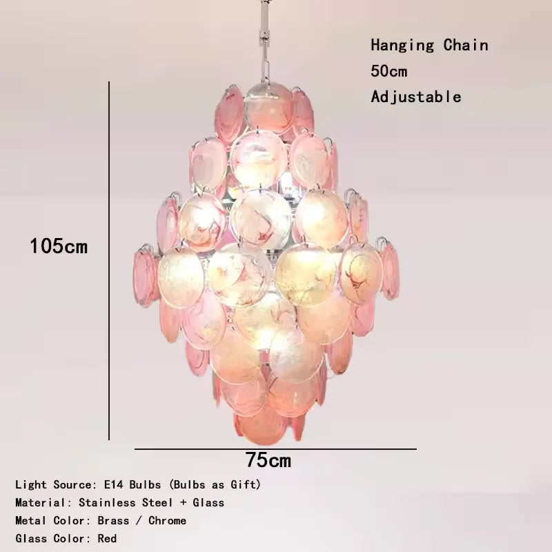 Large 31.5 in (80 cm) Murano stained glass chandelier in chrome
