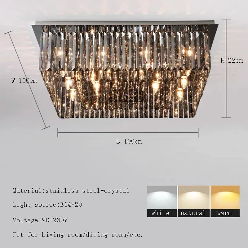 Black crystal chandelier with a touch on and off switch and 90 to 260V wiring