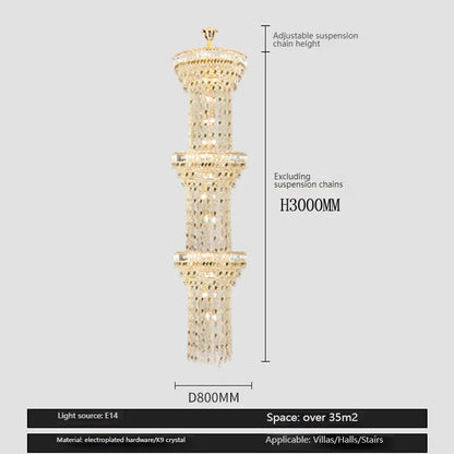 Hollow centre crystal chandelier seen from below with open layers