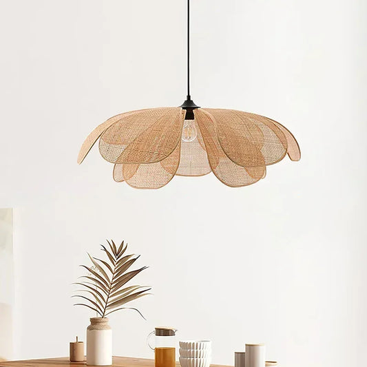Woven Rattan Petal Chandelier