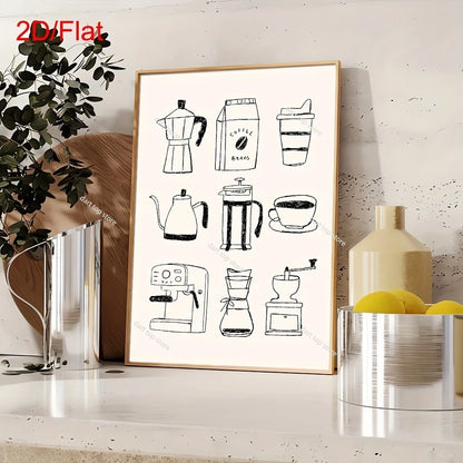 Coffee Lover Cartoon Animal Canvas Wall Art