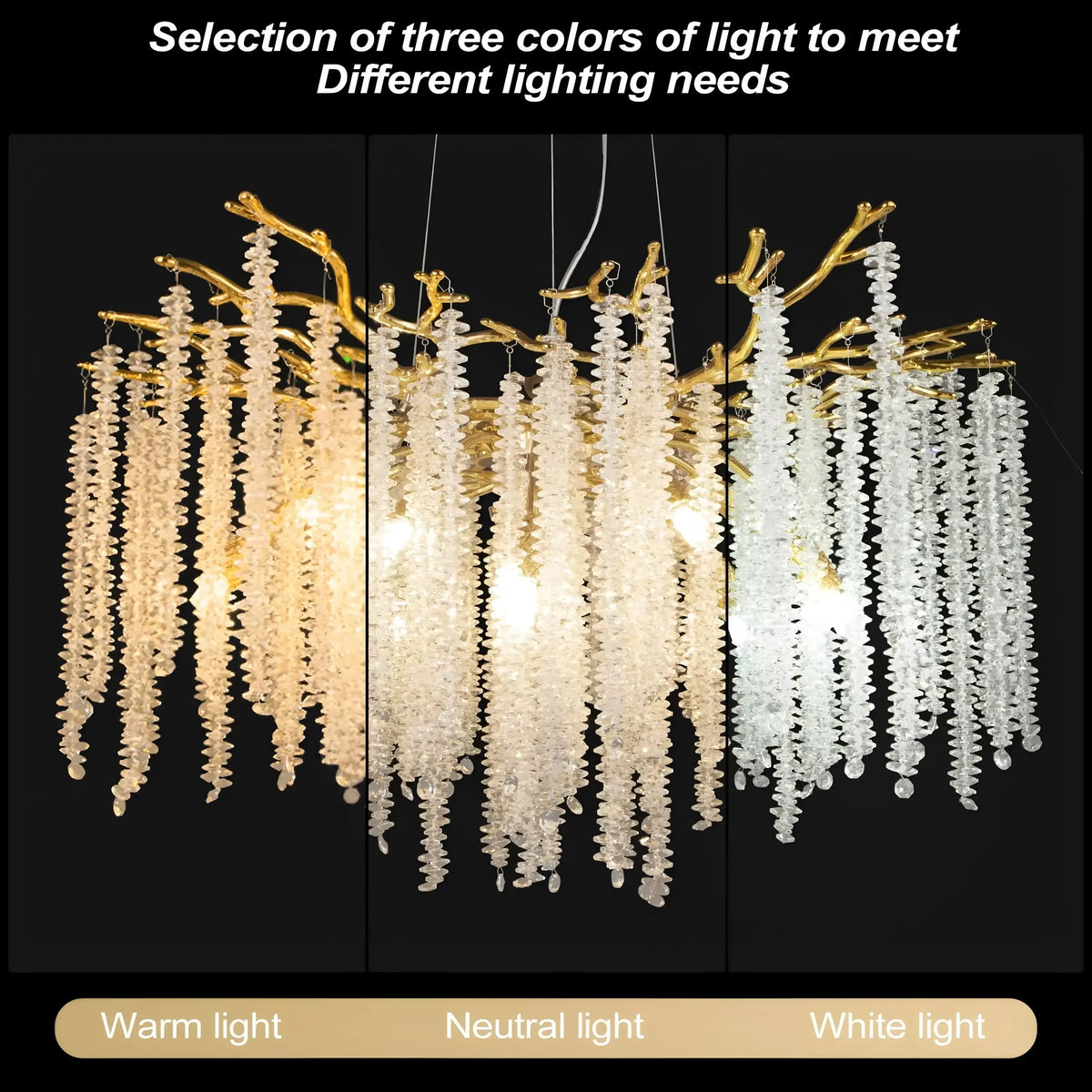 Branch chandelier measuring 19.7 in across, bulbs sold separately