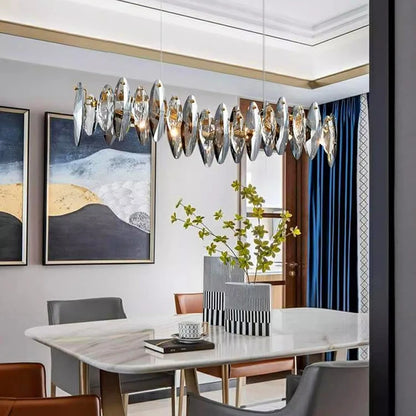 Chrome plated iron chandelier bar in warm white light, 90 to 260V