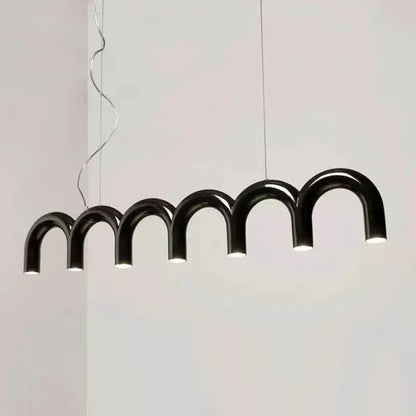Orange arch tube chandelier measuring 125.5 centimetres long