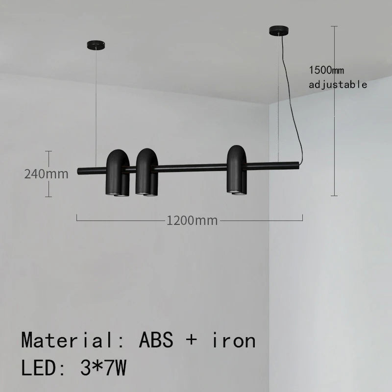 Six light tube chandelier in grey with warm downward light