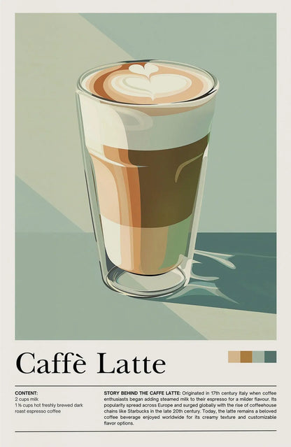 Retro Cafe Cocktail Cappuccino Canvas Wall Art