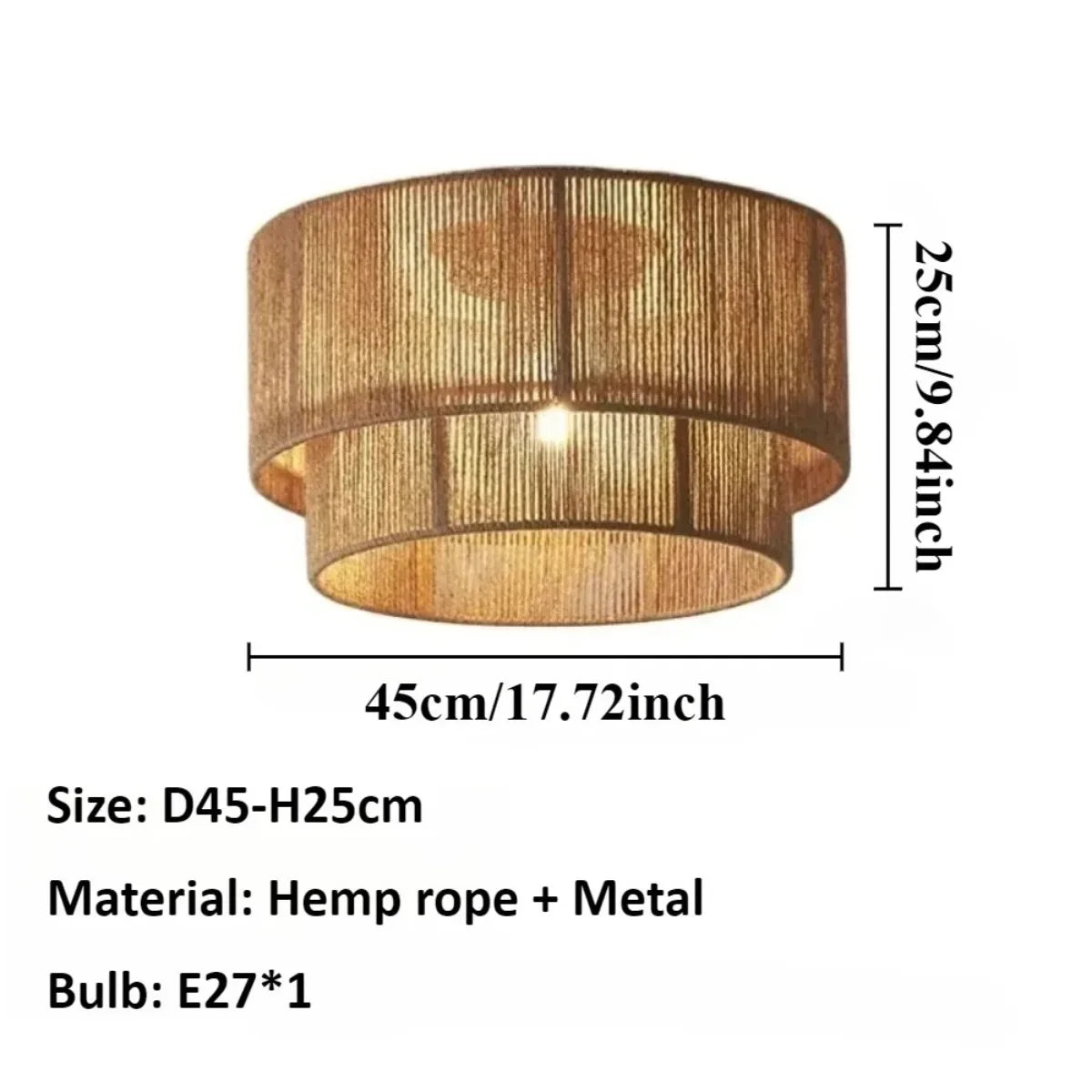 Hemp Rope Drum Shade Pendant