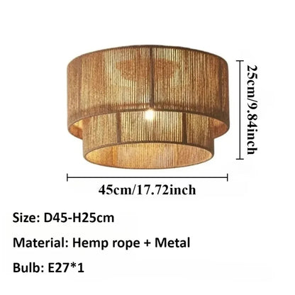 Hemp Rope Drum Shade Pendant