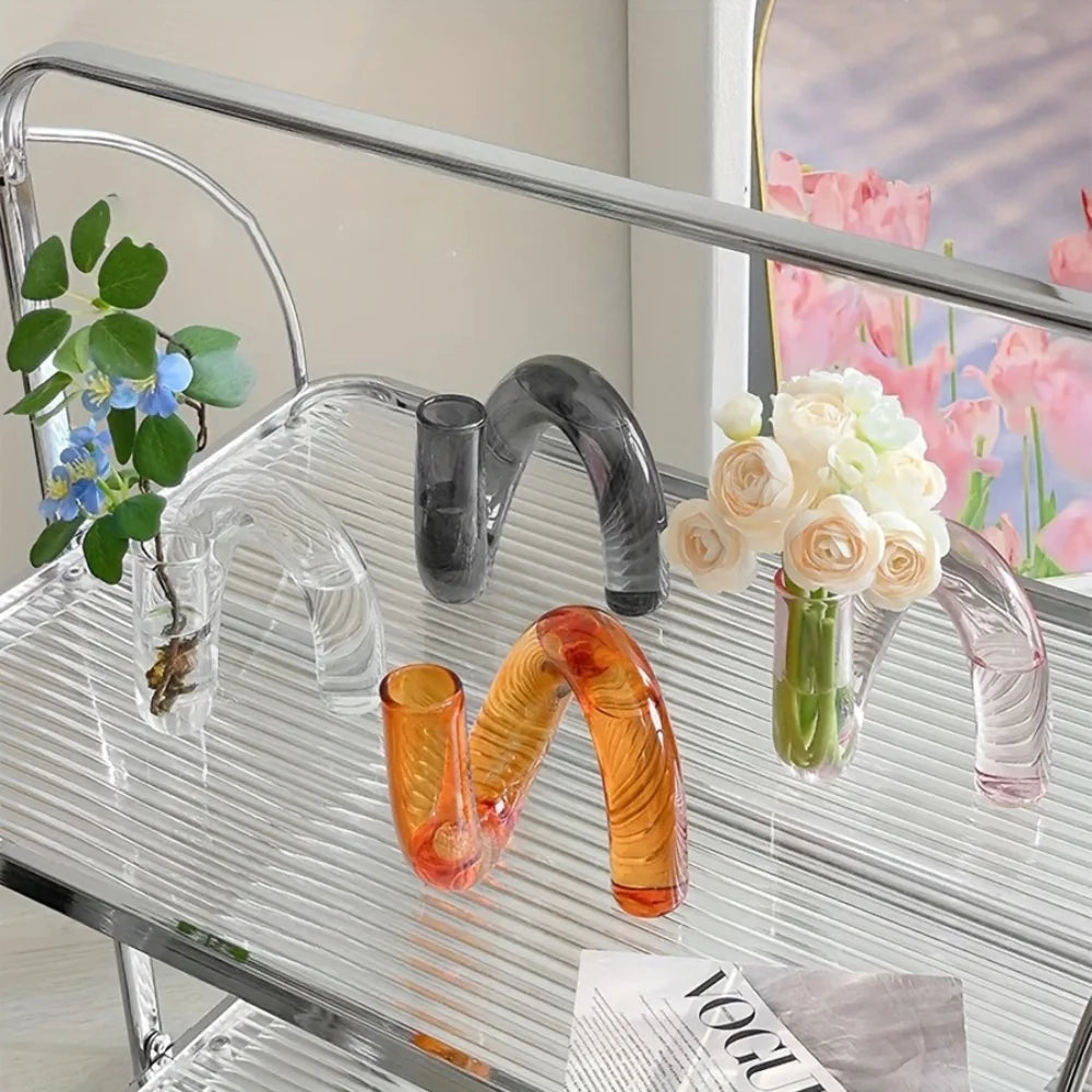 Irregular shaped glass vase Nordic dining room centrepiece