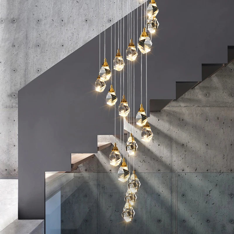 Fifteen head crystal chandelier, 15.7 in across, 70.9 in drop