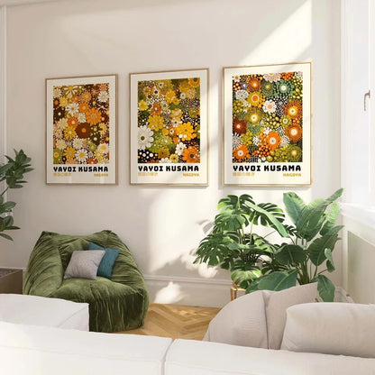 Yayoi Kusama Floral 3-Piece Canvas Wall Art Set