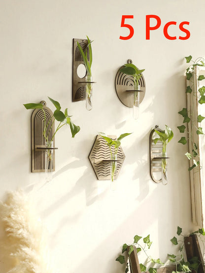 Boho Wood Wall Vase Plant Holder Tube | Aurelia