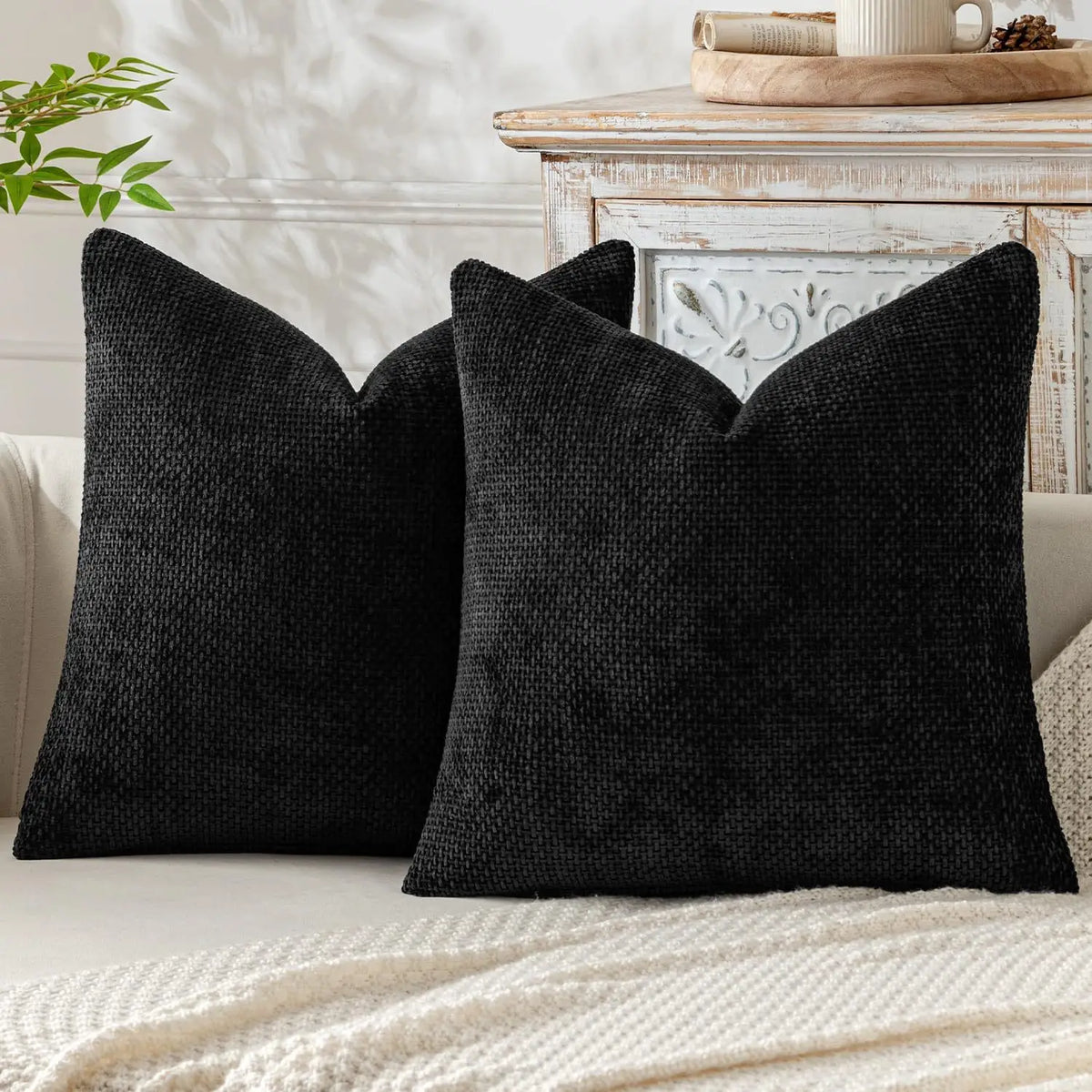 Farmhouse Chenille Throw Pillow Cover