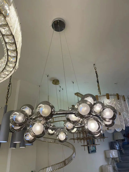 Forty five head glass ball chandelier in warm 3000K light