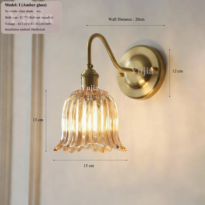 Nordic Brass Glass Switch Wall Sconce
