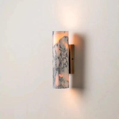 marble wall sconce, close-up of shade and hardware detail