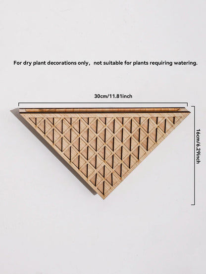 Geometric wooden wall planter with herb pots in vertical garden wall display