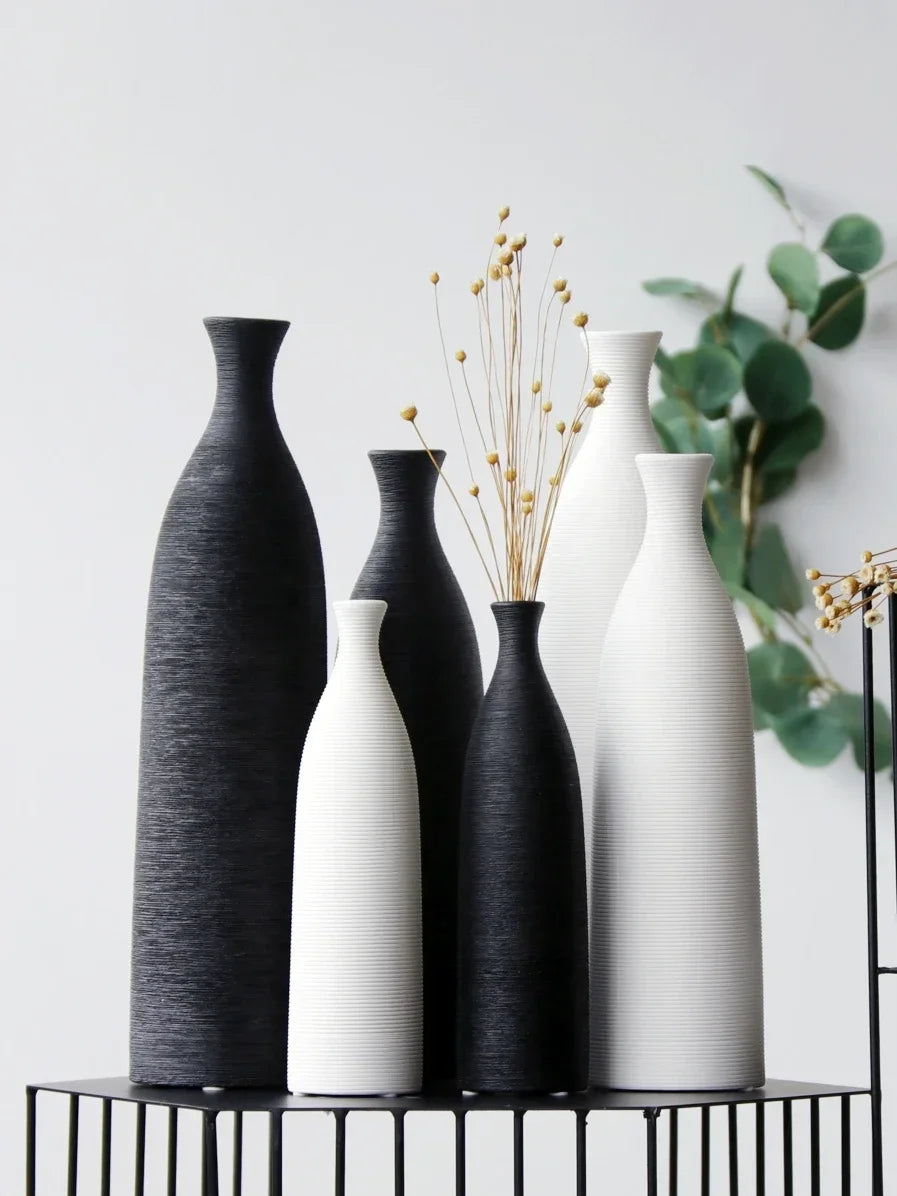 Modern black and white ceramic vase for home office décor