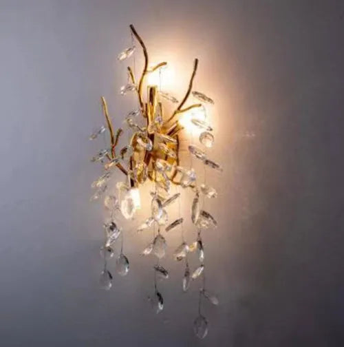 Dimmable gold crystal chandelier with touch on off switch control