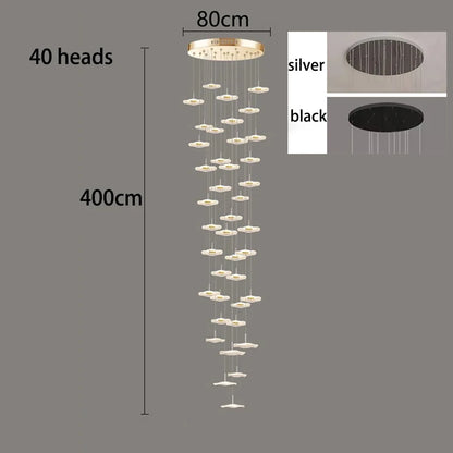 Forty head cascade chandelier on a 31.5 in (80 cm) canopy in gold