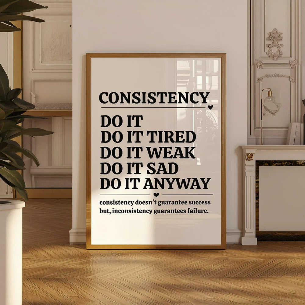 Minimalist Motivational Discipline Quote Canvas Wall Art