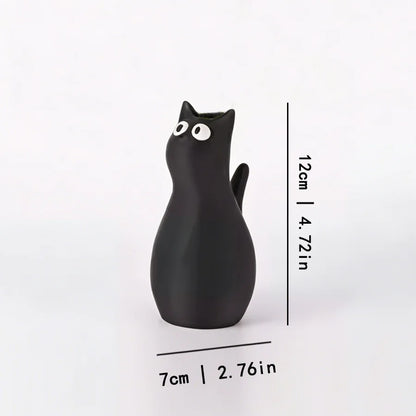 Cute cat shaped plastic vase sleek playful big eyes tabletop