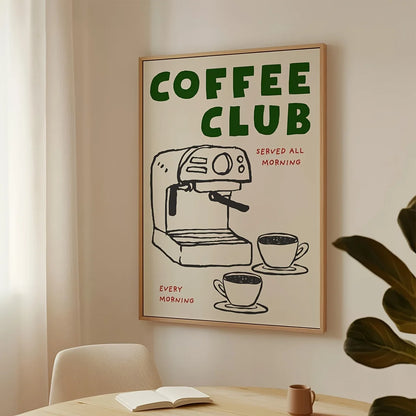 Coffee Lover Cartoon Animal Canvas Wall Art