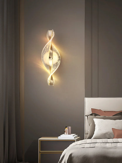 gold and black acrylic outdoor wall sconce, close-up of shade and hardware detail