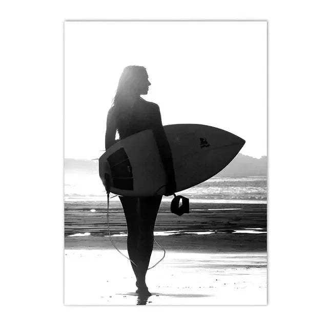 Beach Camper Van Surf Ocean Landscape Canvas Wall Art