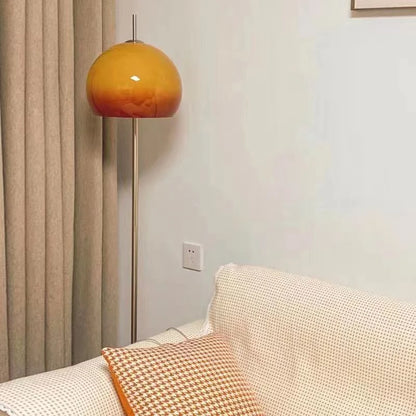 Glass floor lamp base and stand connection point close-up detail