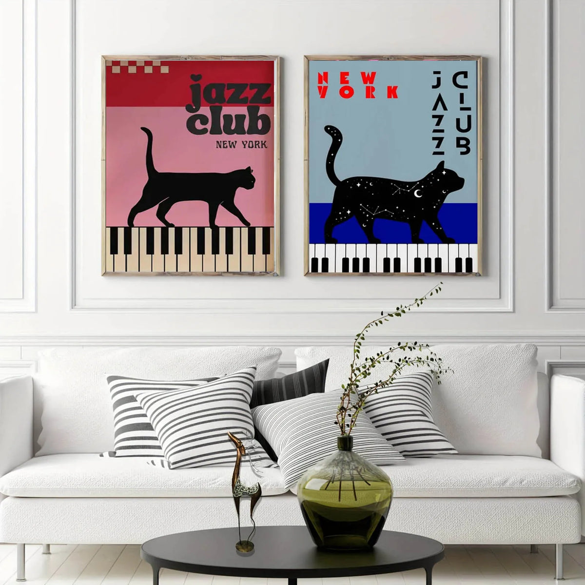 Black Piano Fortune Cat Canvas Wall Art