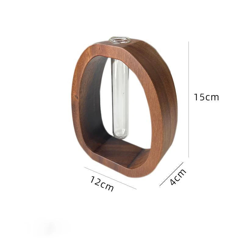 Solid wood flower insert mini hydroponic water vase display