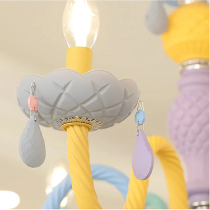 Eight light macaron glass chandelier at 31.5 in (80 cm) wide