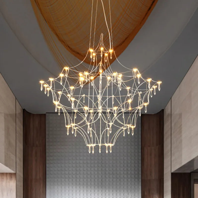 Crystal chandelier measuring 47.2 in across in warm light, 90 to 260V