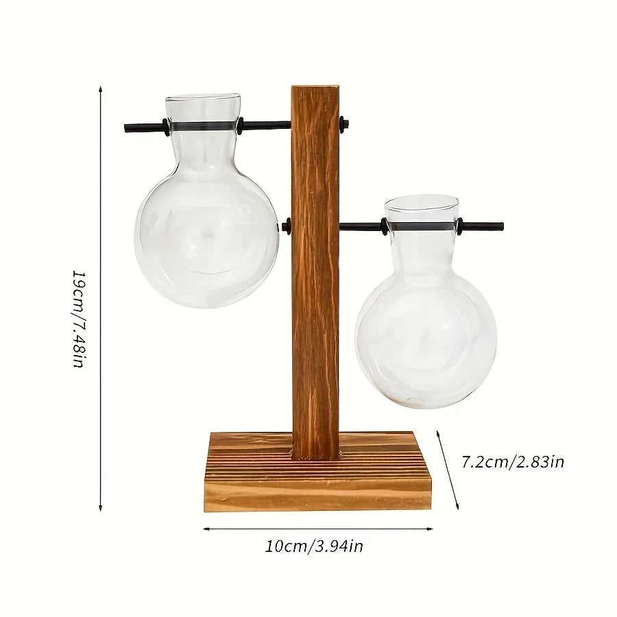 Vintage glass water planter in warm brown tone for living room accent