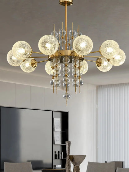 Six light matte glass bubble chandelier at 23.6 in (60 cm) diameter