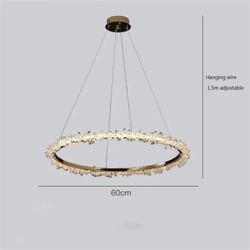 Single ring chandelier at 31.5 in across, semi-flush mounted
