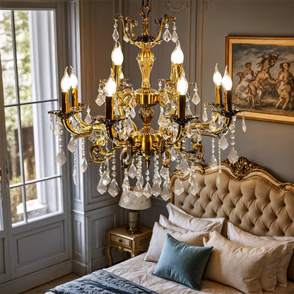 Bronze Crystal Candle Chandelier